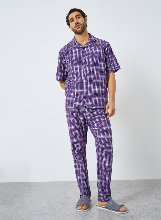 Styli Men Relaxed Fit Checked Shirt and Pyjama Set - Image 1